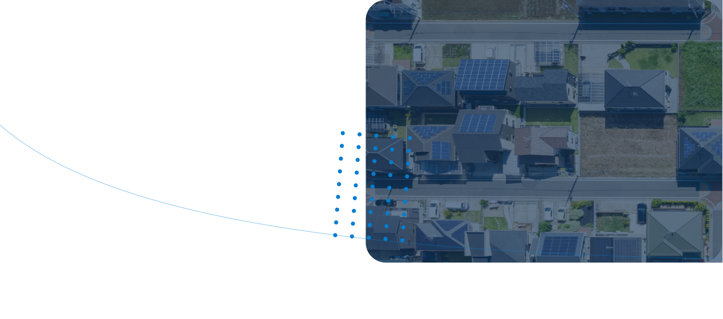 Overhead picture of solar panelled homes